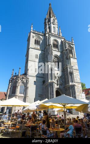Constance, Germany - July 30, 2019: Cathedral of Constance or Konstanz Minster, Baden-Wurttemberg. It is tourist attraction of city. People visit stre Stock Photo