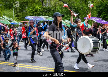 New York, USA. 14th May, 2022. Families wear traditional Japanese outfits as they participate in New York City's first Japan Day Parade. Credit: Enrique Shore/Alamy Live News Stock Photo