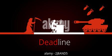 Deadline loading bar. Sign symbol of Working as under pressure and stress. Keep calm. Deadline day loading progress bar. Ukraine in war. Stock Vector