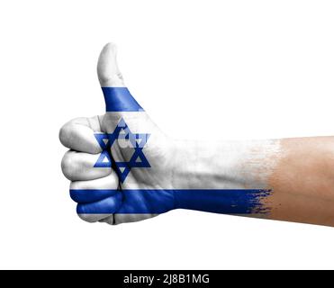 Hand making victory sign, israel painted with flag as symbol of victory ...