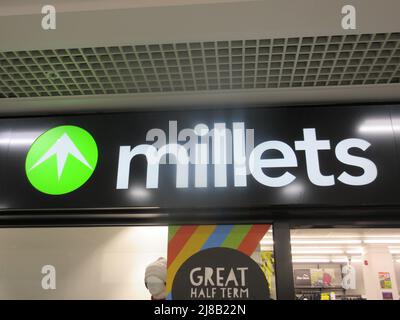 Millets Outdoor Clothing And Equipment Shop Sign Stock Photo
