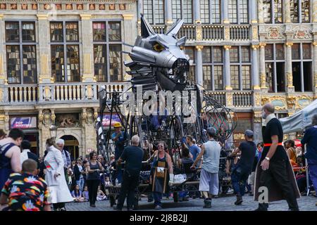 Brussels, Belgium. 14th May, 2022. Performers take part in the Zinneke Parade in Brussels, Belgium, on May 14, 2022. The parade was established with the aim of connecting the many different cultures, communities, and districts within Brussels. Credit: Zheng Huansong/Xinhua/Alamy Live News Stock Photo