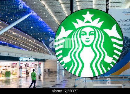 Jeddah, Saudi Arabia. 14th May, 2022. American multinational chain Starbucks Coffee store and logo are seen at Jeddah (Yidda) international airport. (Photo by Budrul Chukrut/SOPA Images/Sipa USA) Credit: Sipa USA/Alamy Live News Stock Photo