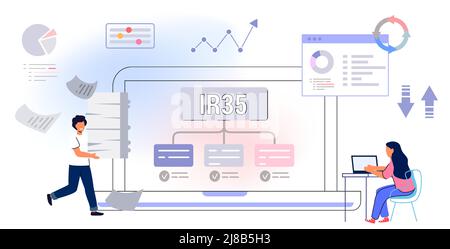 IR35 Intermediaries legislation business tax concept United Kingdom vector illustration Provide services to clients through intermediary Finance conce Stock Vector