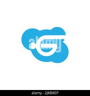 letter g online cloud data electric plug symbol logo vector Stock Vector