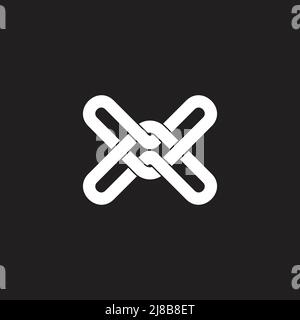 letter x linked overlap wires logo vector Stock Vector