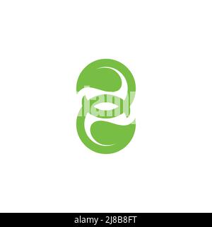 two linked leaf simple geometric logo vector Stock Vector