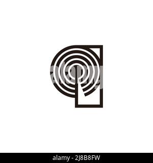 letter iq signal stripes circle geometric logo vector Stock Vector