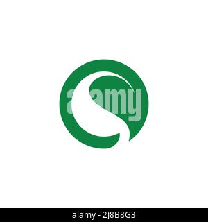 letter s negative space circle leaf logo vector Stock Vector