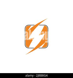thunder shape square motion logo vector Stock Vector