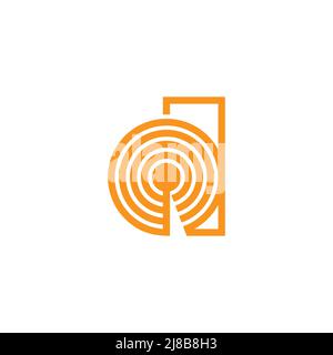 letter d radio antenna tower simple geometric logo vector Stock Vector