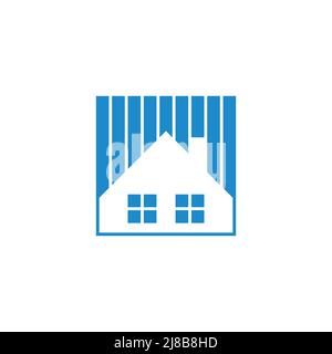 rain home shapes simple square logo vector Stock Vector