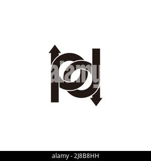 letter pd loop linked arrows geometric logo vector Stock Vector