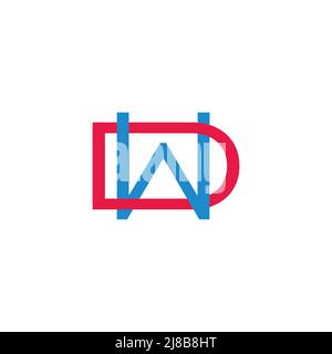 letter dw simple linked geometric colorful logo vector Stock Vector