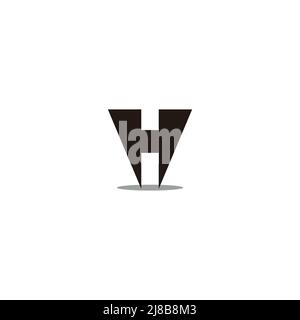 letters hv abstract simple geometric shadow logo vector Stock Vector