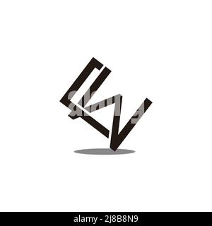 letter rw simple linked line geometric logo vector Stock Vector