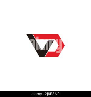 letter vd colorful linked polygon geometric logo vector Stock Vector