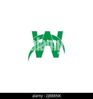 letter w leaf grass green simple abstract logo vector Stock Vector
