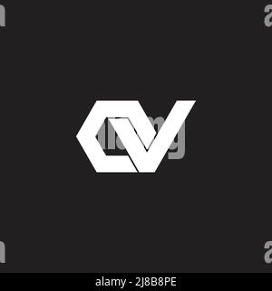 letter ov linked geometric polygon simple logo vector Stock Vector