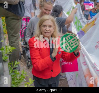 NEW YORK, N.Y. – May 14, 2022: Rep. Carolyn B. Maloney (D-NY) is seen during an abortion rights march across the Brooklyn Bridge. Stock Photo