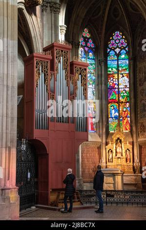 Smaller organ in Votive Church, Vienna, Austria. Stock Photo