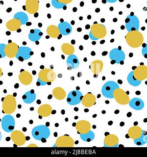 Abstract hand drown polka dots background. White dotted seamless pattern with color circles. Template design for invitation, poster, card, flyer Stock Vector