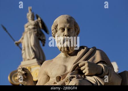 Philosopher Plato outside of Athens Academy Stock Photo