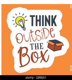 Think outside the box, Vector illustration help company talk question mark choice isolated exit team negative solving yellow education brain counselin. Stock Vector