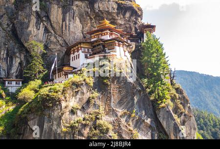 Bhutan, October 26, 2021: Tiger nest monastery in the Himalaya mountains of Bhutan. Also known as Taktsang Lhakhang. Bhutan’s most iconic landmark and Stock Photo