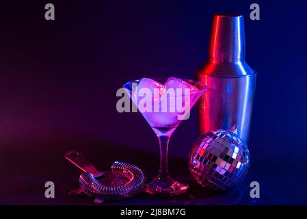 Bar tools in trendy neon light Stock Photo