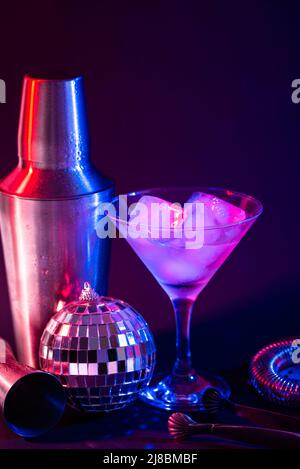 Bar tools in trendy neon light Stock Photo