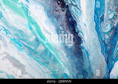 Gentle painting background in a cold blue color. Stock Photo