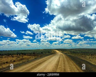 One of two roads into Chaco Canyon. Stock Photo