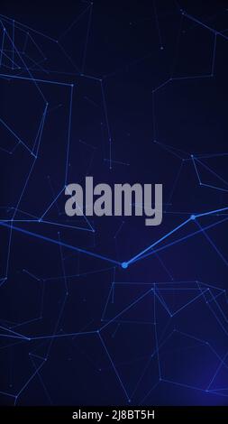 Abstract geometric connecting dots as plexus in blue and purple on background. Data and cyberspace concept. Stock Photo