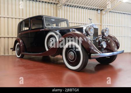 GALDAMES, SPAIN-AUGUST 8, 2021: 1934 Rolls-Royce 20 25 HP Sport Saloon in Torre Loizaga (Miguel de la Via) Car Museum Stock Photo