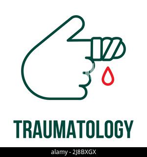 Traumatology. Medical and health icon on white background. Editable vector stroke. Stock Vector