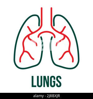 Human lungs icon. Pulmonology theme. Medical and health icon on white background. Editable vector stroke. Stock Vector