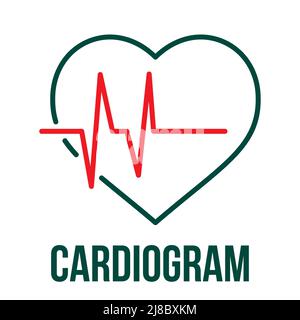 Cardiogram. Heart rate icon. Heartbeat sign. Heart pulse icon. Medical and health icon on white background. Editable vector stroke. Stock Vector
