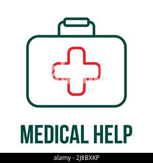 First Aid Kit Icon. Medical bag. Medical and health icon on white background. Editable vector stroke. Stock Vector