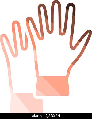 Rubber Protective Gloves Icon. Flat Color Ladder Design. Vector Illustration. Stock Vector