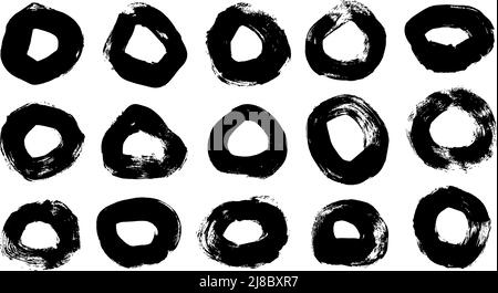 Hand drawn old grunge circles vector collection. Stock Vector