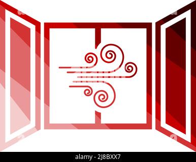Room Ventilation Icon. Flat Color Ladder Design. Vector Illustration. Stock Vector