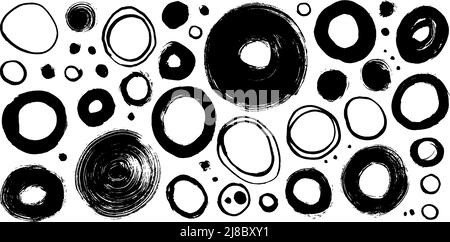 Bold and thin grunge circles vector collection. Stock Vector