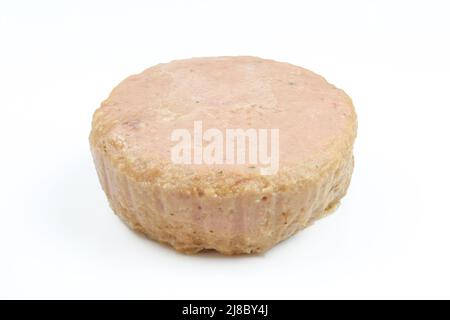Piece of Conserved meat isolated on white background Stock Photo