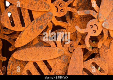 Almere, Netherlands, may 2022. Canvas of rusted pieces of iron. High quality photo Stock Photo