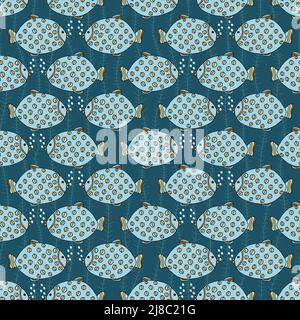 Fish and seaweed Seamless pattern with stylized decorative fish in flat style Colorful trendy simple fish for underwater design Vector loopable patter Stock Vector