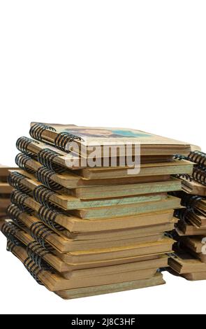 Note book spreadsheet pages. Opened blank note book isolated on white. Stock Photo