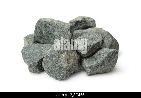 Group of crushed stone isolated on white Stock Photo