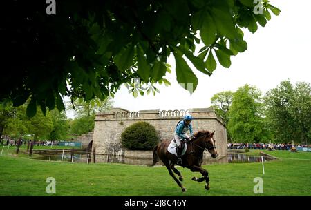 Dr Caroline Clarke on Touch Too Much during day three of the Chatsworth International Horse Trails at Chatsworth House, Bakewell. Picture date: Sunday May 15, 2022. Stock Photo