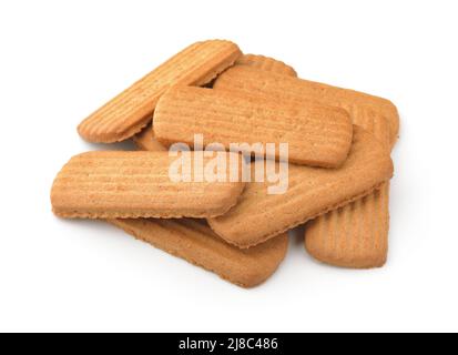 Pile of ginger biscuits isolated on white Stock Photo